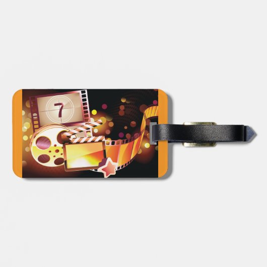 Cinematic Film Reel and Clapperboard Gepäckanhänger (Rückseite horizontal)