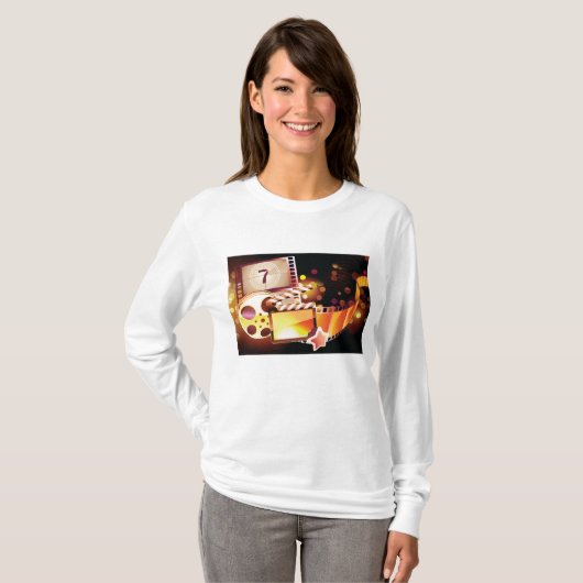 Cinematic Film Reel and Clapperboard T-Shirt