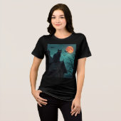 Cinematic Halloween Cat Scene Tri-Blend Shirt (Vorderseite voll)
