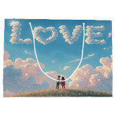 Cinematic "Love" in the Sky & Couple Sunset Scene Große Geschenktüte (Rückseite)