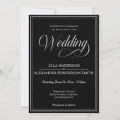 Cinematic Photo Vintage Black Wedding Invitation Einladung (Vorderseite)