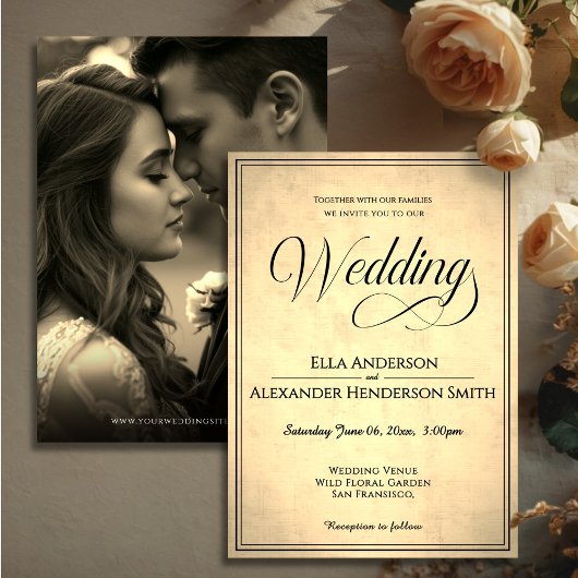 Cinematic Photo Vintage Wedding Invitation  Einladung