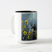 Cinematikbiene auf Sonnenblume Zweifarbige Tasse (Vorderseite Links)
