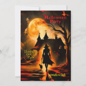 Cinematisches Halloween-Party der Hexe und der Kat Einladung (Vorderseite)