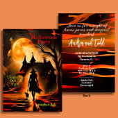 Cinematisches Halloween-Party der Hexe und der Kat Einladung