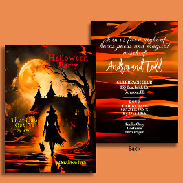 Cinematisches Halloween-Party der Hexe und der Kat Einladung