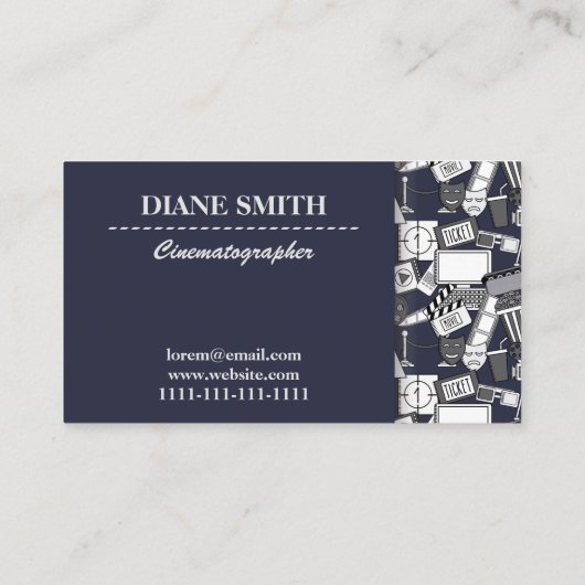 CINEMATOGRAFISCHER FILMMAKER FÜR UNTERNEHMENSKARTE VISITENKARTE (Rückseite)