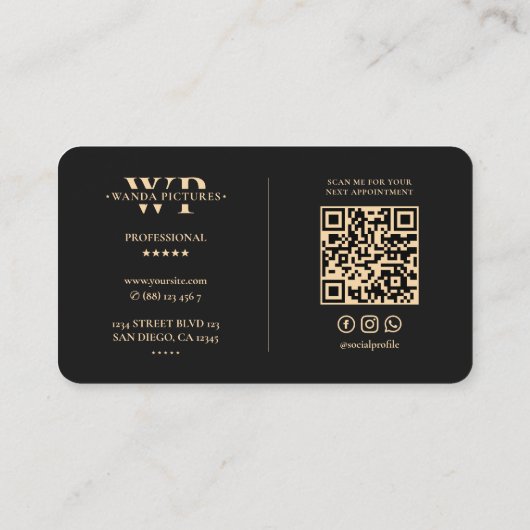 Cinematographin Black Imitats Gold Film Producer Visitenkarte (Rückseite)