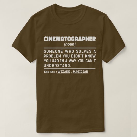 Cinematographin Noun Film Camera Operator Cool T-Shirt (Design vorne)