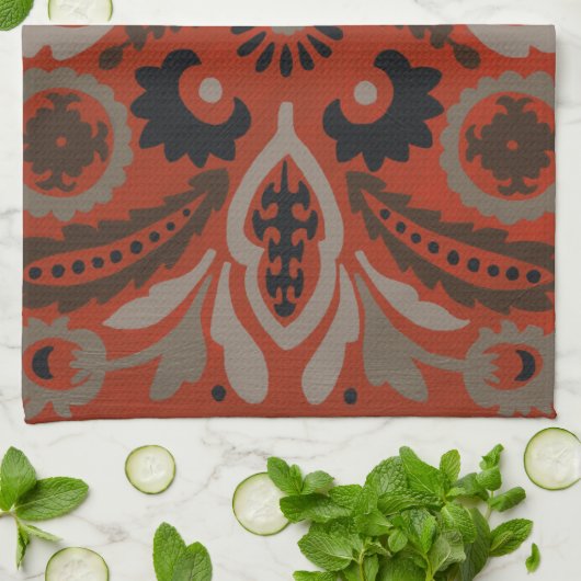 Cinnabar Suzani II Handtuch (Gefaltet)