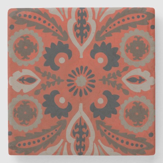 Cinnabar Suzani II Steinuntersetzer (Vorderseite)