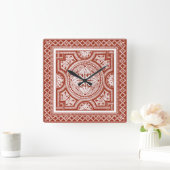 Cinnabar Woodblock IV Quadratische Wanduhr (Zuhause)