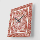 Cinnabar Woodblock IV Quadratische Wanduhr (Winkel)