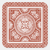 Cinnabar Woodblock IV Quadratischer Aufkleber (Vorderseite)