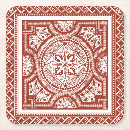 Cinnabar Woodblock IV Rechteckiger Pappuntersetzer (Vorderseite)