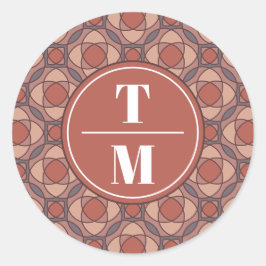 Cinnamon and Marsala Art Deco Wedding Favor Runder Aufkleber