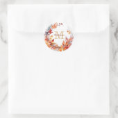 Cinnamon Autumn Leaves Wreath Monogram Runder Aufkleber (Tasche)