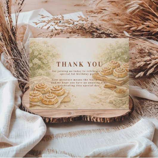 Cinnamon Bakery Little Bun 1st Birthday Dankeskarte