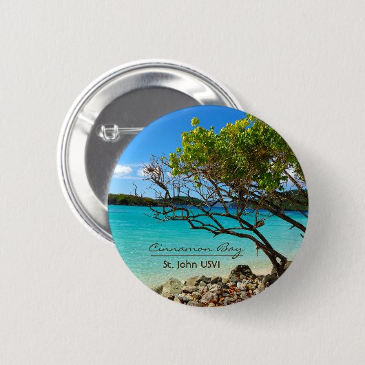 Cinnamon Bay St. John USVI Tropical Button Button (Vorne & Hinten)