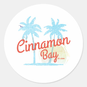 Cinnamon Bay USVI Vintage Strandbekleidung Runder Aufkleber