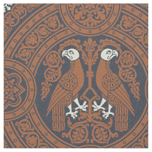 Cinnamon-Brown Byzantinische Vögel Stoff (Nahaufnahme)