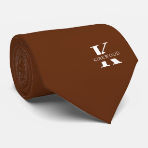 Cinnamon Brown elegantes Monogramm + Name einseiti Krawatte