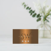 Cinnamon Brown Sparkle Jewels Monogram Visitenkarte (Stehend Vorderseite)