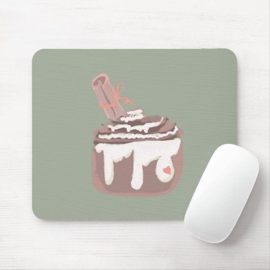 Cinnamon Bun Dessert Hand Drawn Art Mousepad (Mit Mouse)