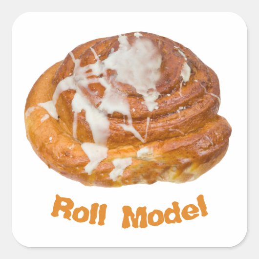 Cinnamon Bun Roll Model Quadratischer Aufkleber (Vorderseite)