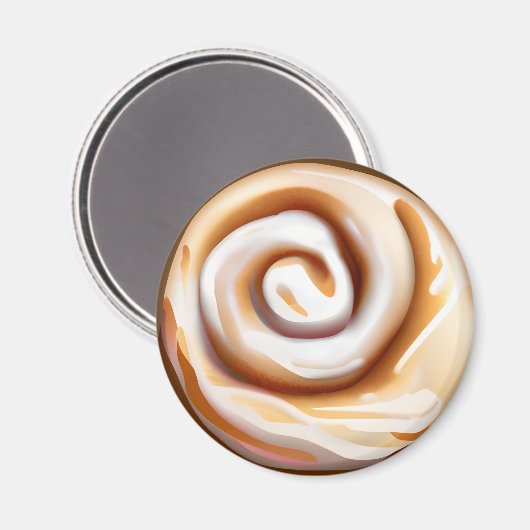 Cinnamon Bun / ZimtRoll mit Icing Magnet (Vorderseite/Rückseite)
