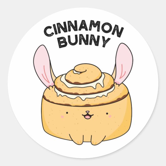 Cinnamon Bunny Funny Cinnamon Bun Pun Runder Aufkleber (Vorderseite)