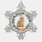 Cinnamon Cat Photo Personalized Snowflake Christma Schneeflocken Zinn-Ornament (Vorderseite)