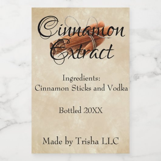 Cinnamon Extract Custom Label Weinetikett (Einzelnes Label)