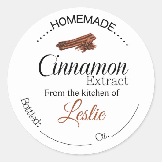 Cinnamon Extract-Etiketten, hausgemachte Extrakte Runder Aufkleber (Vorderseite)