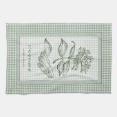 Cinnamon Herb Kitchen Towel – Green Gingham Border Geschirrtuch (Horizontal)