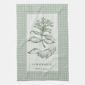 Cinnamon Herb Kitchen Towel – Green Gingham Border Geschirrtuch (Vertikal)