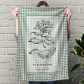 Cinnamon Herb Kitchen Towel – Green Gingham Border Geschirrtuch