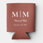 Cinnamon Monogram & Names Wedding Can Cooler Dosenkühler (Vorderseite)