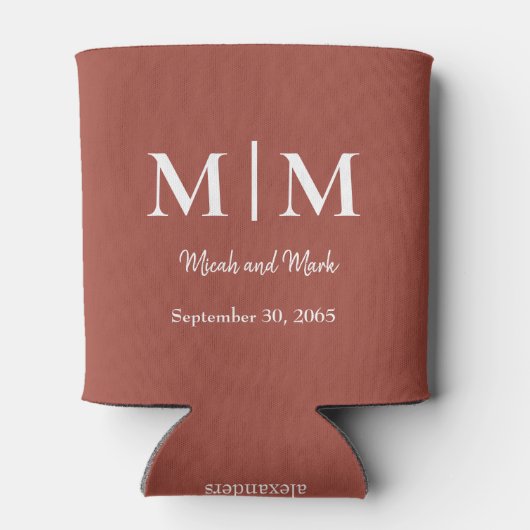 Cinnamon Monogram & Names Wedding Can Cooler Dosenkühler (Rückseite)