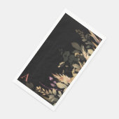 Cinnamon Monogramm Fall Foliage Black Serviette (Ecke)