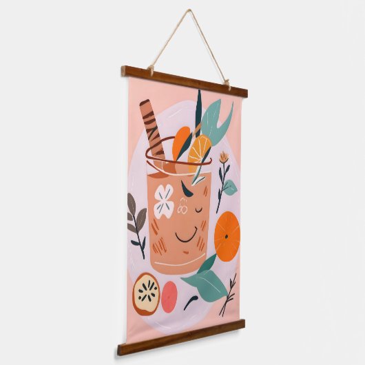 Cinnamon & Orange Cocktail Wandteppich Mit Holzrahmen (Gewinkelt)