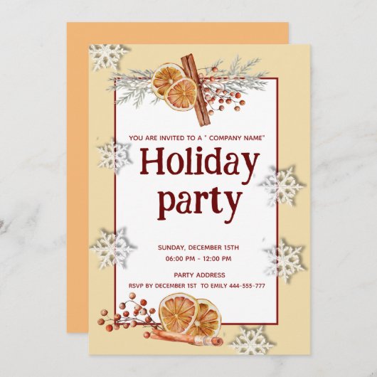 Cinnamon Orange Fun Company Party Einladung (Vorne/Hinten)