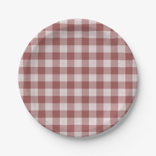 Cinnamon Red Gingham Kariert Paper Plate Pappteller