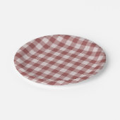 Cinnamon Red Gingham Kariert Paper Plate Pappteller (Schrägansicht)