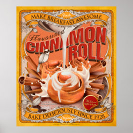 Cinnamon Roll Ad im Vintagen Stil Poster