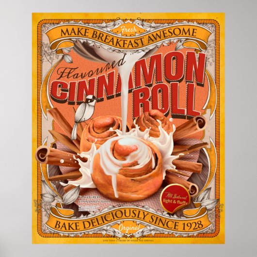Cinnamon Roll Ad im Vintagen Stil Poster (Vorne)