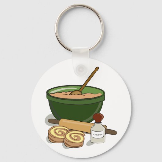 Cinnamon Roll Backingredients Gemütliche Küche Schlüsselanhänger (Vorderseite)