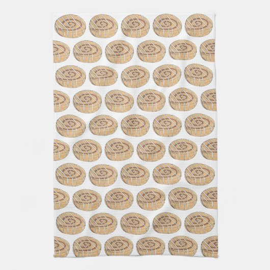 Cinnamon Roll Bun Konditorei Frühstück Geschirrtuch (Vertikal)