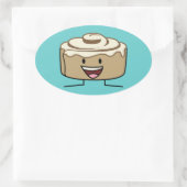 Cinnamon Roll Bun Konditorei Gooey Zucker wirbeln  Ovaler Aufkleber (Tasche)