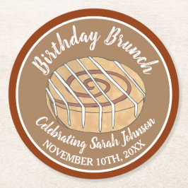Cinnamon Roll Bun Pastry Birthday Party Brunch Runder Pappuntersetzer